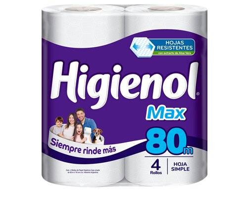 Papel Higiénico Higienol 80 Mts X 4 Rollos