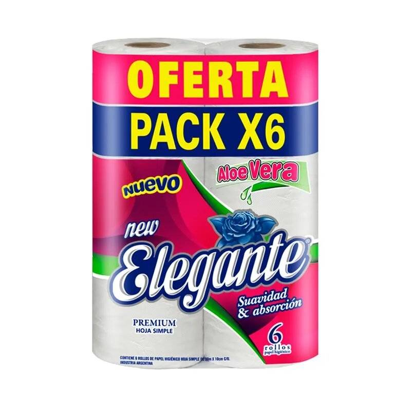 Elegante Aloe Papel Higienico X6