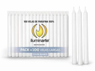 Vela Larga De Parafina Iluminarte Blanca ( Pack X 100 )