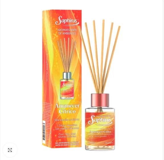 Aromatizador De Ambientes Varillas Difusoras  60 Ml ( Amanecer Cítrico )